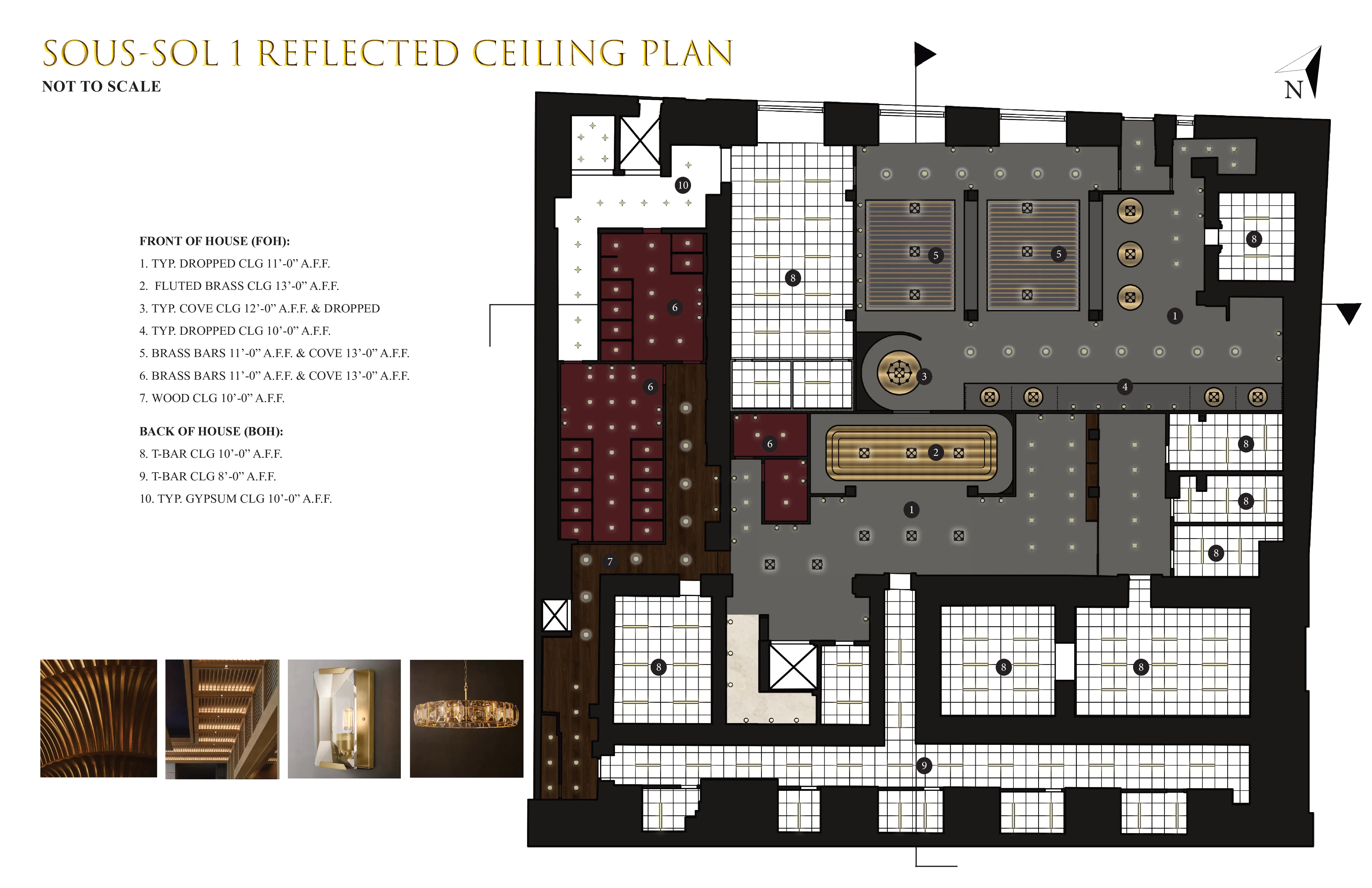 Plan de plafond réfléchi du sous-sol 1