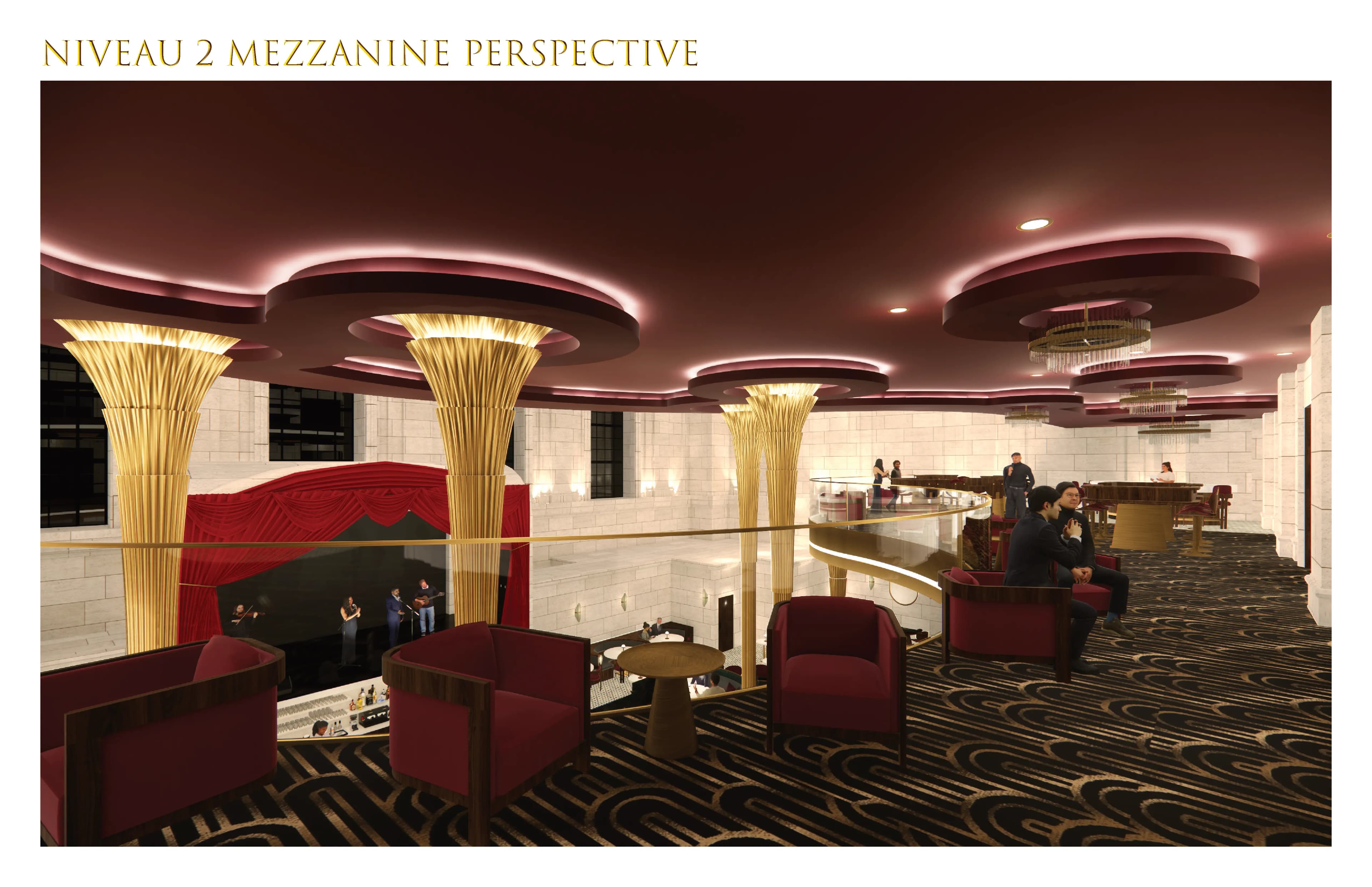 Perspective de la mezzanine niveau 2, zone de jeu