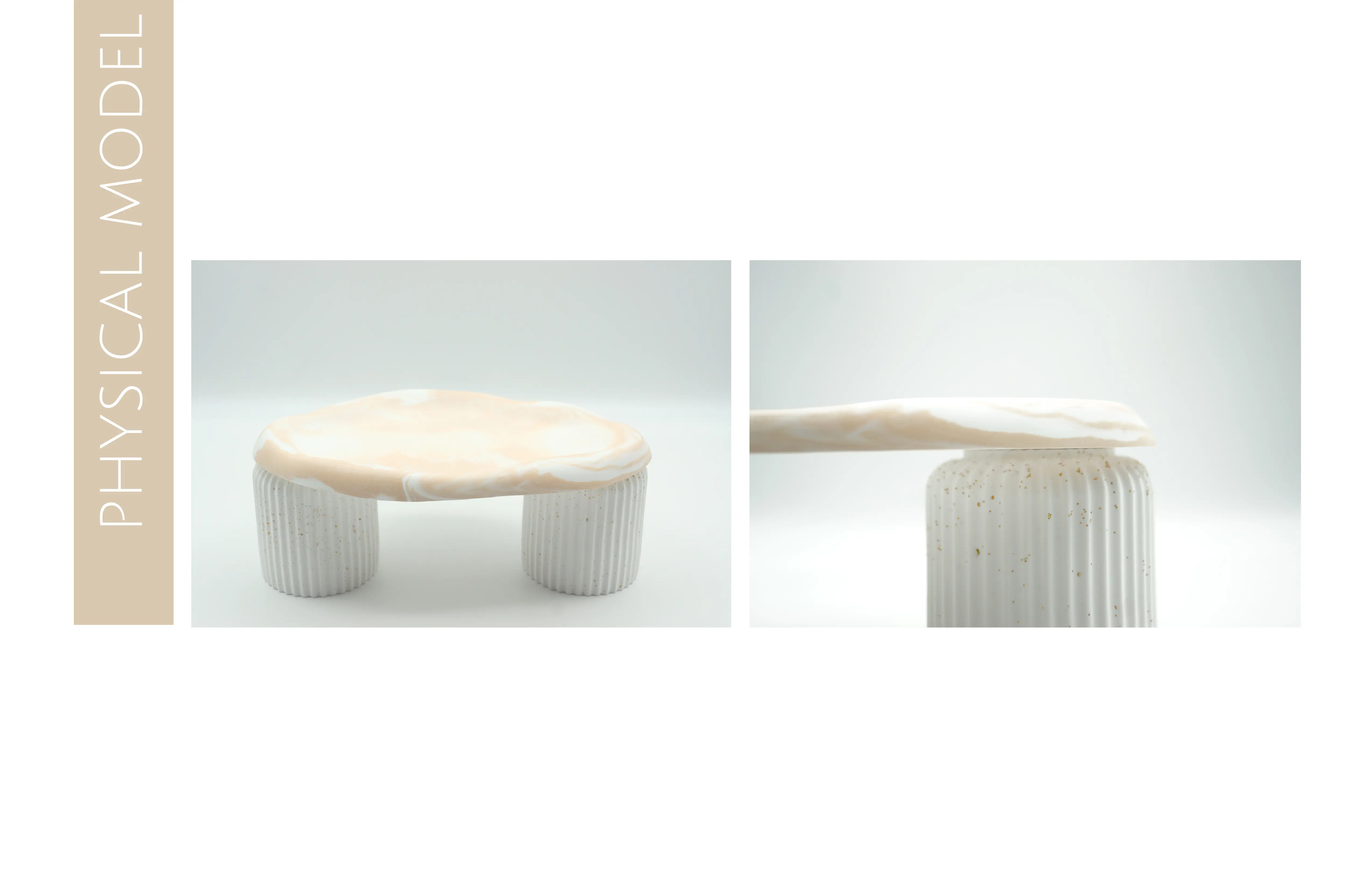 Maquette physique vue de dessus et détail rapproché de la base