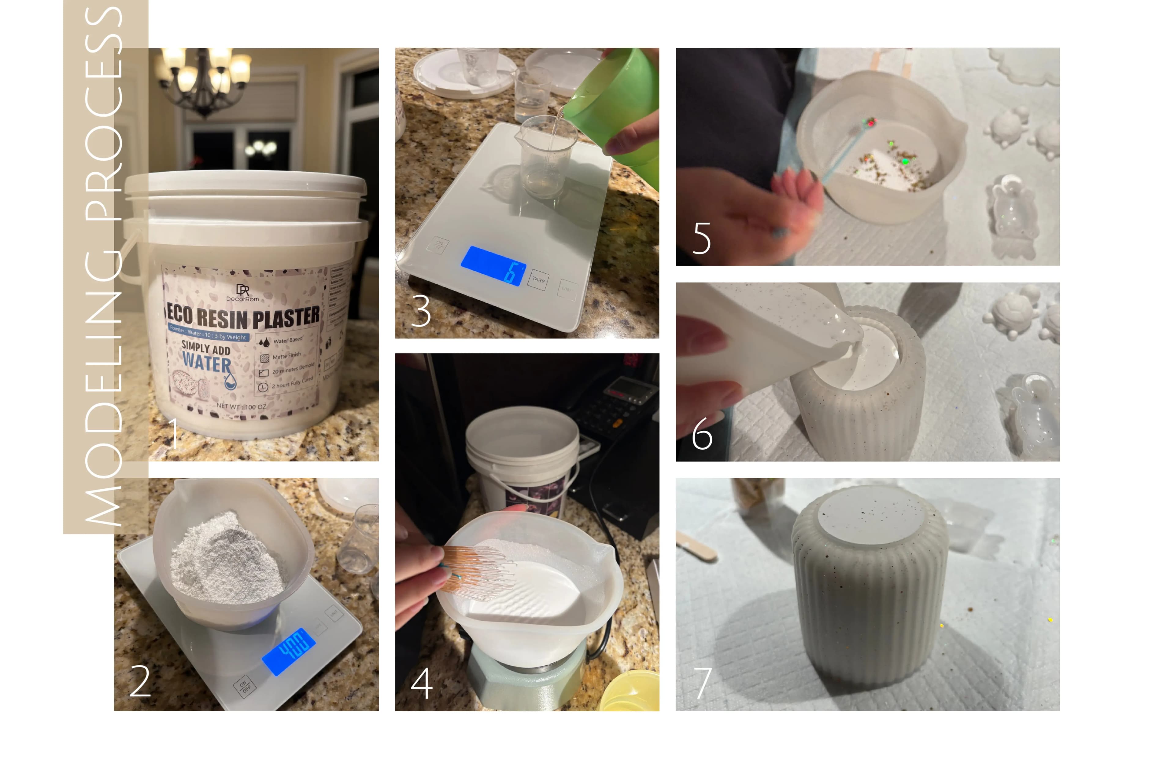 Processus de modélisation de la base cannelée en plâtre éco-résine